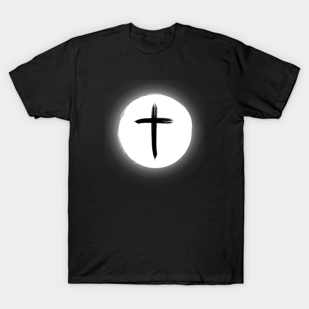 Christian Cross Solar Eclipse - White Edition T-Shirt by CrossAndCrown